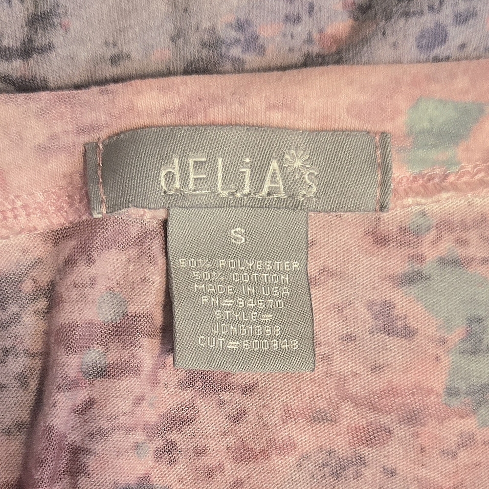 ​✨ Vintage Y2K dELiA*s Pink Purple Floral Burnout Tee | Juniors Small ✨ - Picture 2 of 2